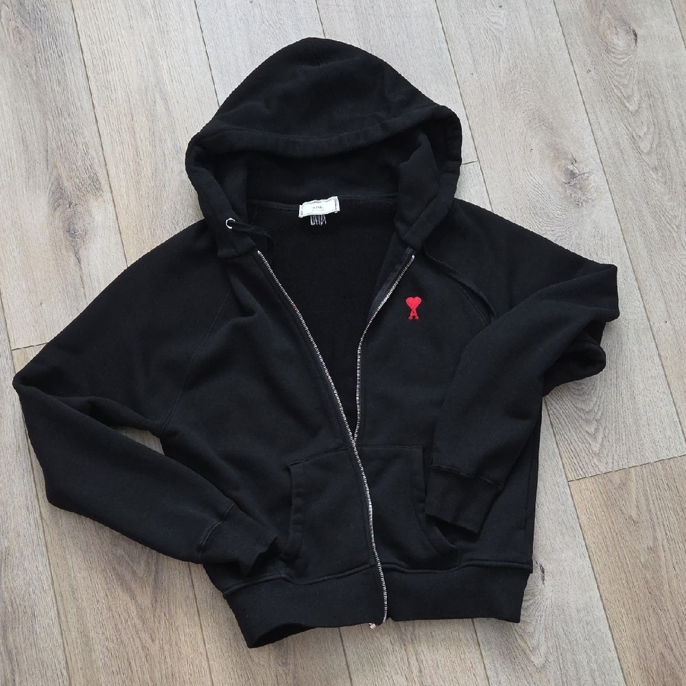Ami Black Utility Jacket with Red Accent